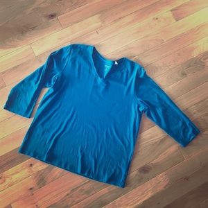 Beautiful Aegean Blue Cotton Chico’s Tee sz3